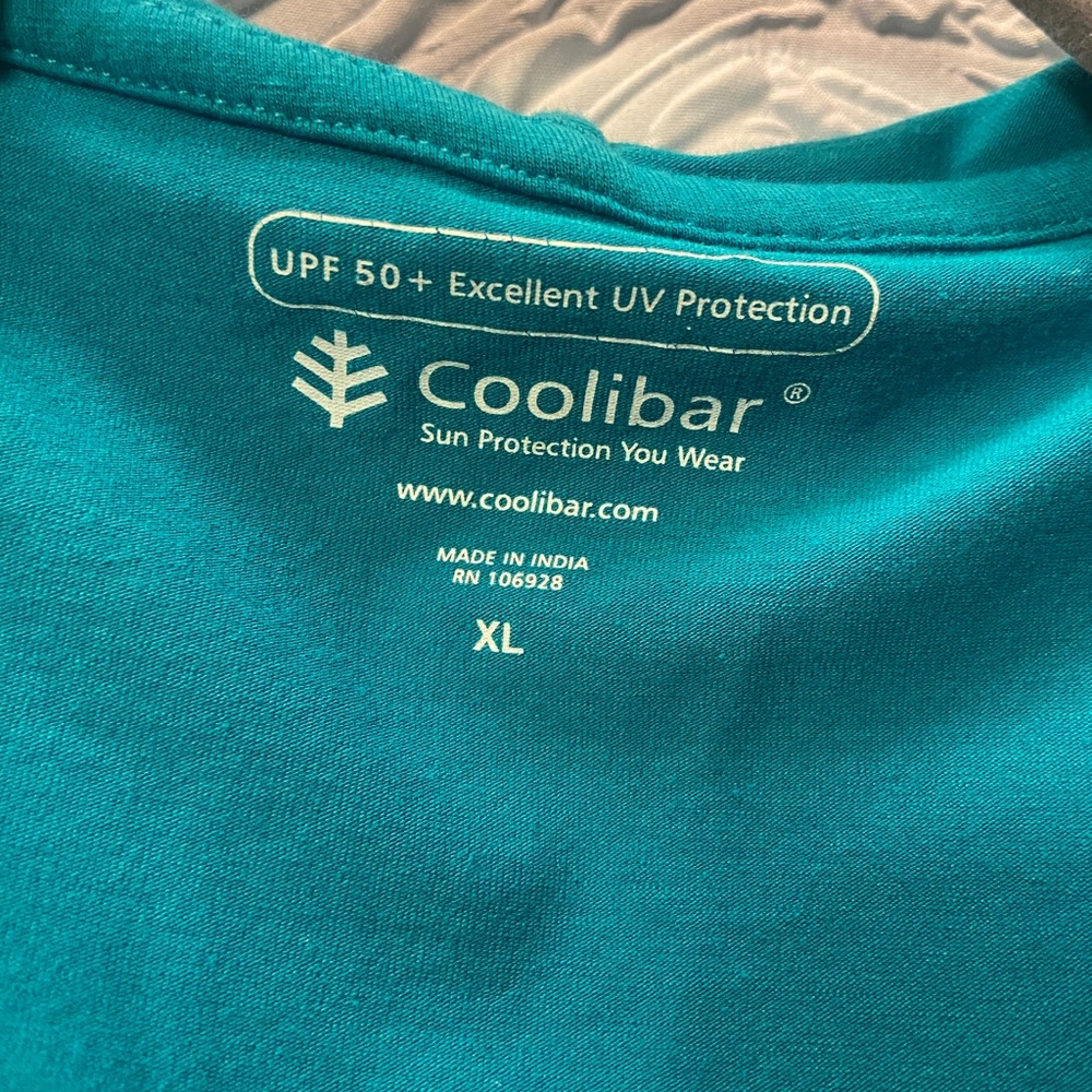 Coolibar XL UPF 50+ Hoodie Teal Blue Sun Protection Full Zip Stretch Comfy - Picture 2 of 3